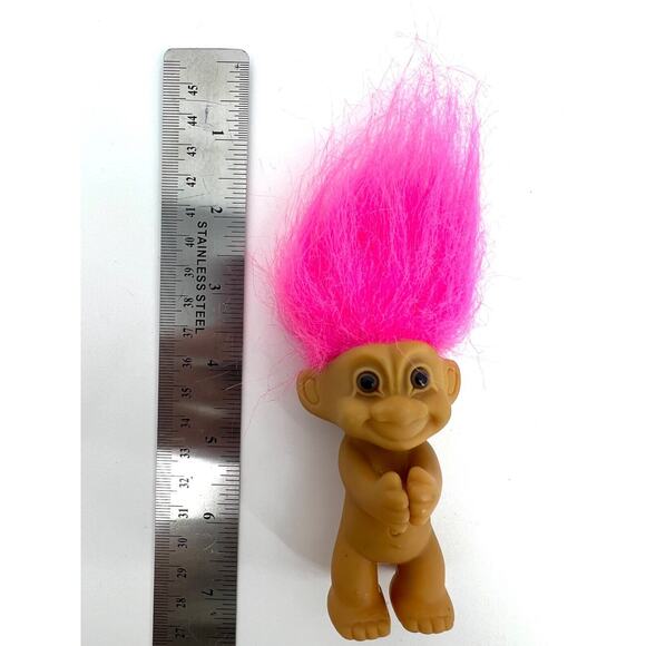 Vintage Russ Lucky Troll Doll Pink Hair Brown Eyes Clapping Hands - Picture 5 of 8